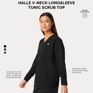 Halle V-Neck Long Sleeve Tunic Scrub Top